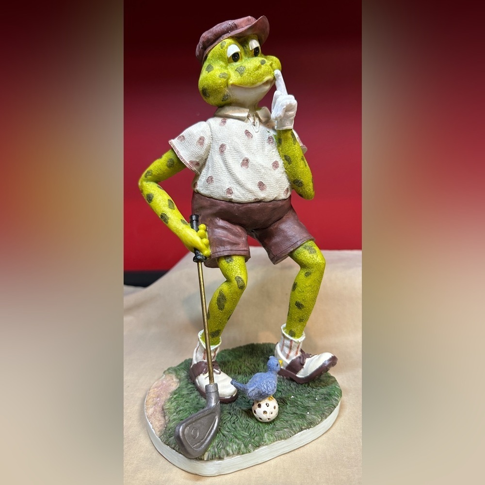 Mr Frog Goes Golfing Resin Figurine Statue Approximately 5.25”x4.25”x10” Birdie - Picture 9 of 15